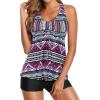 imageHolipick Two Piece Tankini Swimsuits for Women Tummy Control Bathing Suits Flowy Tankini Top with Boy ShortsPrinted Geometric