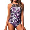 imageHolipick Women High Neck One Piece Swimsuit Tummy Control Modest Bathing Suit Mesh Swimwear