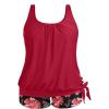 imageHolipick Women Plus Size Swimsuit Tummy Control Tankini Two Piece Bathing Suits Blouson Top with Boy ShortsRed Floral Wide Straps