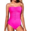 imageHolipick Women Strapless One Piece Swimsuits Tummy Control Bandeau Tube Top Bathing Suits Slimming SwimwearHot Pink
