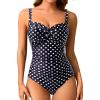 imageHolipick Women Tummy Control One Piece Swimsuit Slimming Bathing Suit Push up Twist SwimwearPolka Dots
