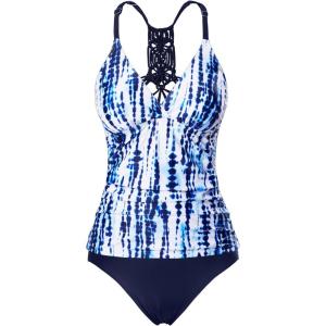 imageHolipick Tummy Control Two Piece Tankini Set Swimsuits for Women V Neck Tankini Top Bathing Suits with Swim BottomTie Dye