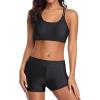 imageHolipick 3 Piece Tankini Swimsuits for Women Tummy Control Bathing Suits Swim Tank Top with Bra Boy Shorts Teen SwimwearBlack Leopard
