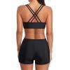 imageHolipick 3 Piece Tankini Swimsuits for Women Tummy Control Bathing Suits Swim Tank Top with Bra Boy Shorts Teen SwimwearBlack Leopard