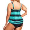imageHolipick Plus Size Tankini Swimsuit for Women Tummy Control Two Piece Bathing Suit TankiniBlack Blue Stripe