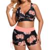 imageHolipick Plus Size Tankini Swimsuits  Women 3 Piece Bathing Suits Tummy Control with Shorts Tank Top with Sports Bra 12 PlusOrange Floral