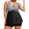 imageHolipick Plus Size Tankini Swimsuits for Women Two Piece Tummy Control Bathing Suits Flowy Tankini Top with ShortsBlack Striped