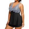 imageHolipick Plus Size Tankini Swimsuits for Women Two Piece Tummy Control Bathing Suits Flowy Tankini Top with ShortsBlack Striped