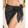 imageHolipick Shiny Sarong Coverups for Women Bathing Suit Wrap Skirt Swimsuit Beach Bikini Cover UpBlack Silver