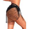 imageHolipick Shiny Sarong Coverups for Women Bathing Suit Wrap Skirt Swimsuit Beach Bikini Cover UpBlackpearl