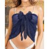 imageHolipick Shiny Sarong Coverups for Women Bathing Suit Wrap Skirt Swimsuit Beach Bikini Cover UpBlue