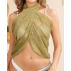 imageHolipick Shiny Sarong Coverups for Women Bathing Suit Wrap Skirt Swimsuit Beach Bikini Cover UpGold