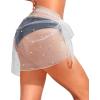 imageHolipick Shiny Sarong Coverups for Women Bathing Suit Wrap Skirt Swimsuit Beach Bikini Cover UpWhitepearl