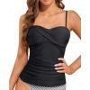 imageHolipick Tankini Top for Women Twist Front Bandeau Swimsuit Tummy Control Bathing Suit Top Only No BottomBlack