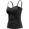 imageHolipick Tankini Top for Women Twist Front Bandeau Swimsuit Tummy Control Bathing Suit Top Only No BottomBlack