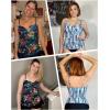 imageHolipick Tankini Top for Women Twist Front Bandeau Swimsuit Tummy Control Bathing Suit Top Only No BottomBlack Floral