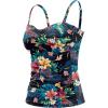 imageHolipick Tankini Top for Women Twist Front Bandeau Swimsuit Tummy Control Bathing Suit Top Only No BottomBlack Floral