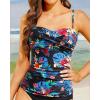 imageHolipick Tankini Top for Women Twist Front Bandeau Swimsuit Tummy Control Bathing Suit Top Only No BottomBlack Floral