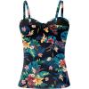 imageHolipick Tankini Top for Women Twist Front Bandeau Swimsuit Tummy Control Bathing Suit Top Only No BottomBlack Floral
