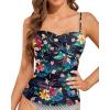 imageHolipick Tankini Top for Women Twist Front Bandeau Swimsuit Tummy Control Bathing Suit Top Only No BottomBlack Floral