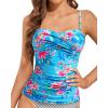 imageHolipick Tankini Top for Women Twist Front Bandeau Swimsuit Tummy Control Bathing Suit Top Only No BottomBlue Floral