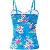 imageHolipick Tankini Top for Women Twist Front Bandeau Swimsuit Tummy Control Bathing Suit Top Only No BottomBlue Floral