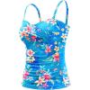 imageHolipick Tankini Top for Women Twist Front Bandeau Swimsuit Tummy Control Bathing Suit Top Only No BottomBlue Floral