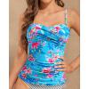 imageHolipick Tankini Top for Women Twist Front Bandeau Swimsuit Tummy Control Bathing Suit Top Only No BottomBlue Floral