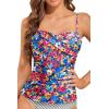 imageHolipick Tankini Top for Women Twist Front Bandeau Swimsuit Tummy Control Bathing Suit Top Only No BottomColorful Floral