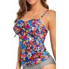 imageHolipick Tankini Top for Women Twist Front Bandeau Swimsuit Tummy Control Bathing Suit Top Only No BottomColorful Floral