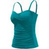 imageHolipick Tankini Top for Women Twist Front Bandeau Swimsuit Tummy Control Bathing Suit Top Only No BottomGreen Blue