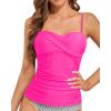 imageHolipick Tankini Top for Women Twist Front Bandeau Swimsuit Tummy Control Bathing Suit Top Only No BottomHot Pink