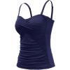 imageHolipick Tankini Top for Women Twist Front Bandeau Swimsuit Tummy Control Bathing Suit Top Only No BottomNavy Blue