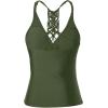 imageHolipick Tankini for Women V Neck Tummy Control Swim Top Ruched Bathing Suit No BottomArmy Green