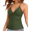 imageHolipick Tankini for Women V Neck Tummy Control Swim Top Ruched Bathing Suit No BottomArmy Green