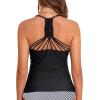 imageHolipick Tankini for Women V Neck Tummy Control Swim Top Ruched Bathing Suit No BottomBlack