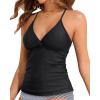 imageHolipick Tankini for Women V Neck Tummy Control Swim Top Ruched Bathing Suit No BottomBlack