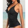 imageHolipick Tankini for Women V Neck Tummy Control Swim Top Ruched Bathing Suit No BottomBlack