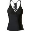 imageHolipick Tankini for Women V Neck Tummy Control Swim Top Ruched Bathing Suit No BottomBlack