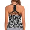 imageHolipick Tankini for Women V Neck Tummy Control Swim Top Ruched Bathing Suit No BottomBlack White Floral