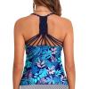 imageHolipick Tankini for Women V Neck Tummy Control Swim Top Ruched Bathing Suit No BottomBlue Leaves