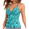imageHolipick Tankini for Women V Neck Tummy Control Swim Top Ruched Bathing Suit No BottomBlue Paisley