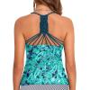 imageHolipick Tankini for Women V Neck Tummy Control Swim Top Ruched Bathing Suit No BottomBlue Paisley
