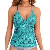 imageHolipick Tankini for Women V Neck Tummy Control Swim Top Ruched Bathing Suit No BottomBlue Paisley