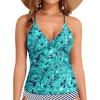 imageHolipick Tankini for Women V Neck Tummy Control Swim Top Ruched Bathing Suit No BottomBlue Paisley