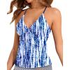 imageHolipick Tankini for Women V Neck Tummy Control Swim Top Ruched Bathing Suit No BottomBlue Tie Dye