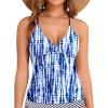 imageHolipick Tankini for Women V Neck Tummy Control Swim Top Ruched Bathing Suit No BottomBlue Tie Dye