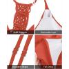 imageHolipick Tankini for Women V Neck Tummy Control Swim Top Ruched Bathing Suit No BottomBrick Red