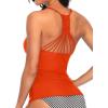 imageHolipick Tankini for Women V Neck Tummy Control Swim Top Ruched Bathing Suit No BottomBrick Red