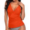 imageHolipick Tankini for Women V Neck Tummy Control Swim Top Ruched Bathing Suit No BottomBrick Red